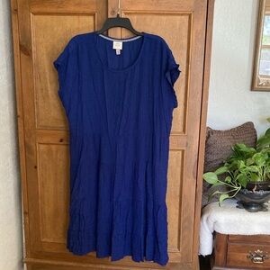 Knox Rose Blue Dress Size XXL Crinkle Gauze Tiered Prairie Western Pockets